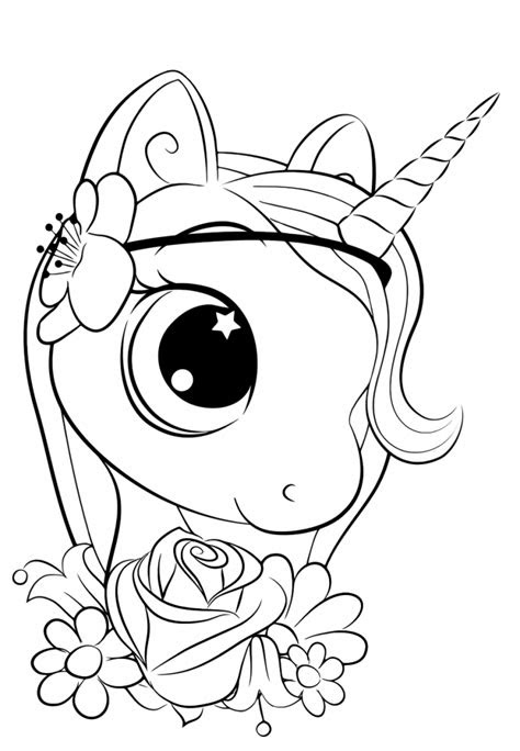  adorable kawaii unicorn coloring pages