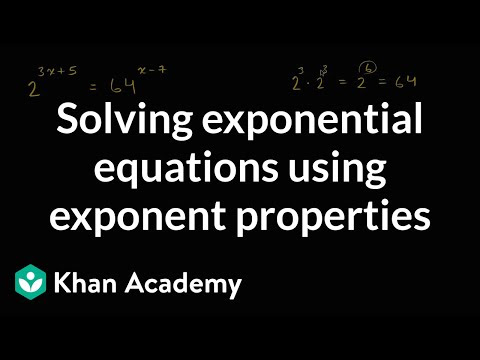 Solving Exponential Equations Using Exponent Properties Video