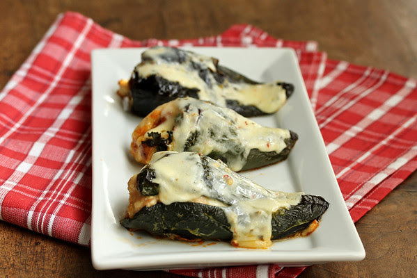 Chorizo Kale and Chicken Stuffed Poblanos