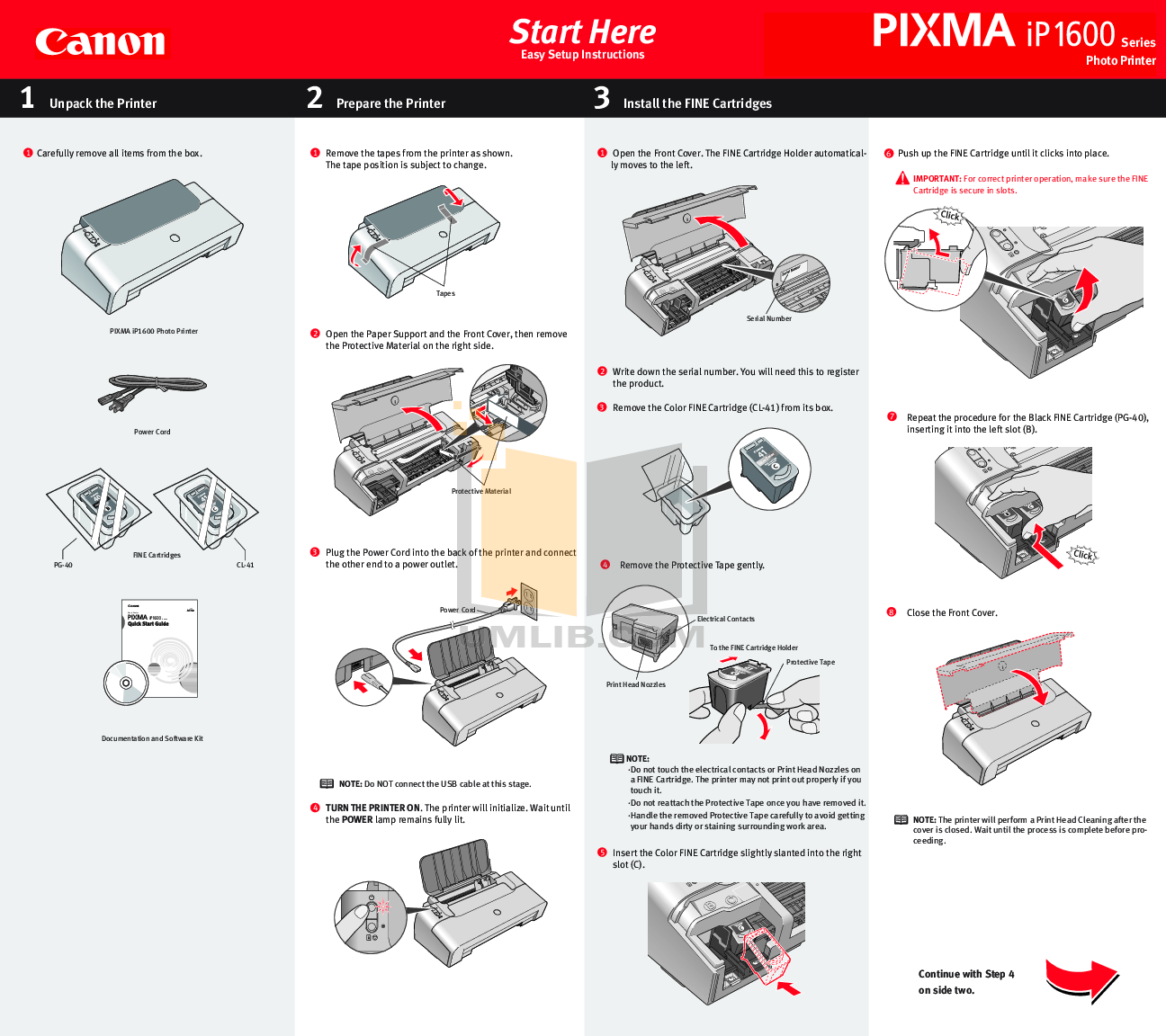 Download free pdf for Canon PIXMA iP1600 Printer manual