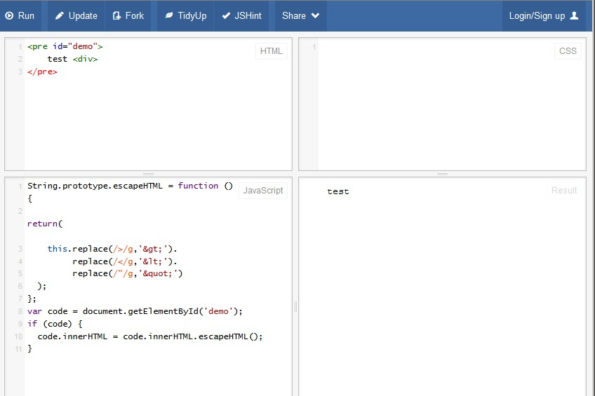 How to display raw html code in PRE or something like it How to display raw html code in PRE or something like it