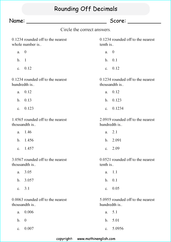 Answer the multiple choice questions about rounding ...