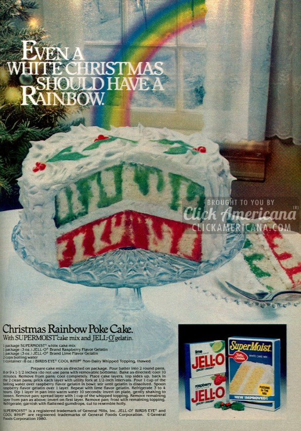 Christmas Rainbow Poke cake (1980) - Click Americana