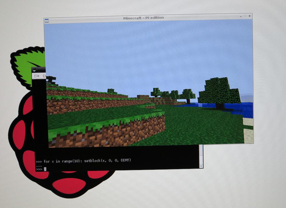 Minecraft running on the Raspberry Pi
