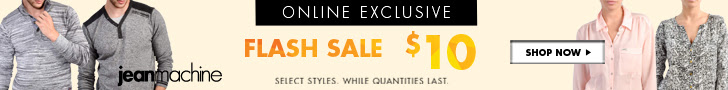 FLASH SALE! $10 tops now available at Jean Machine. While quantities last. Available Online only.