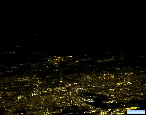 Paris by night, aerial photograph