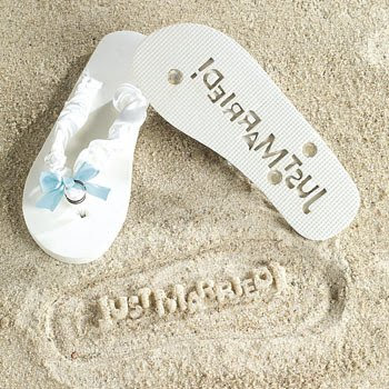Just Married Flip Flops - Stamp Your Message in the Sand!