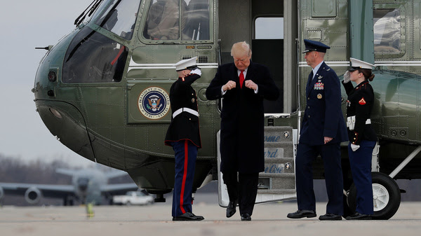 President Trump arrives to board Air Force One at Joint Base Andrews on Dec. 22. Transgender people will be allowed to enlist in the military on Monday after the White House decided to not appeal.