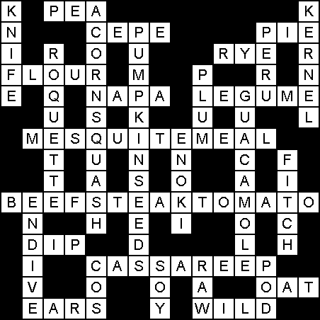 Printable Vegetable Crossword Puzzle # 1