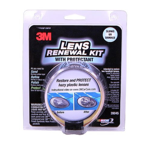 3M 39045 Headlight Renewal Kit with Protectant