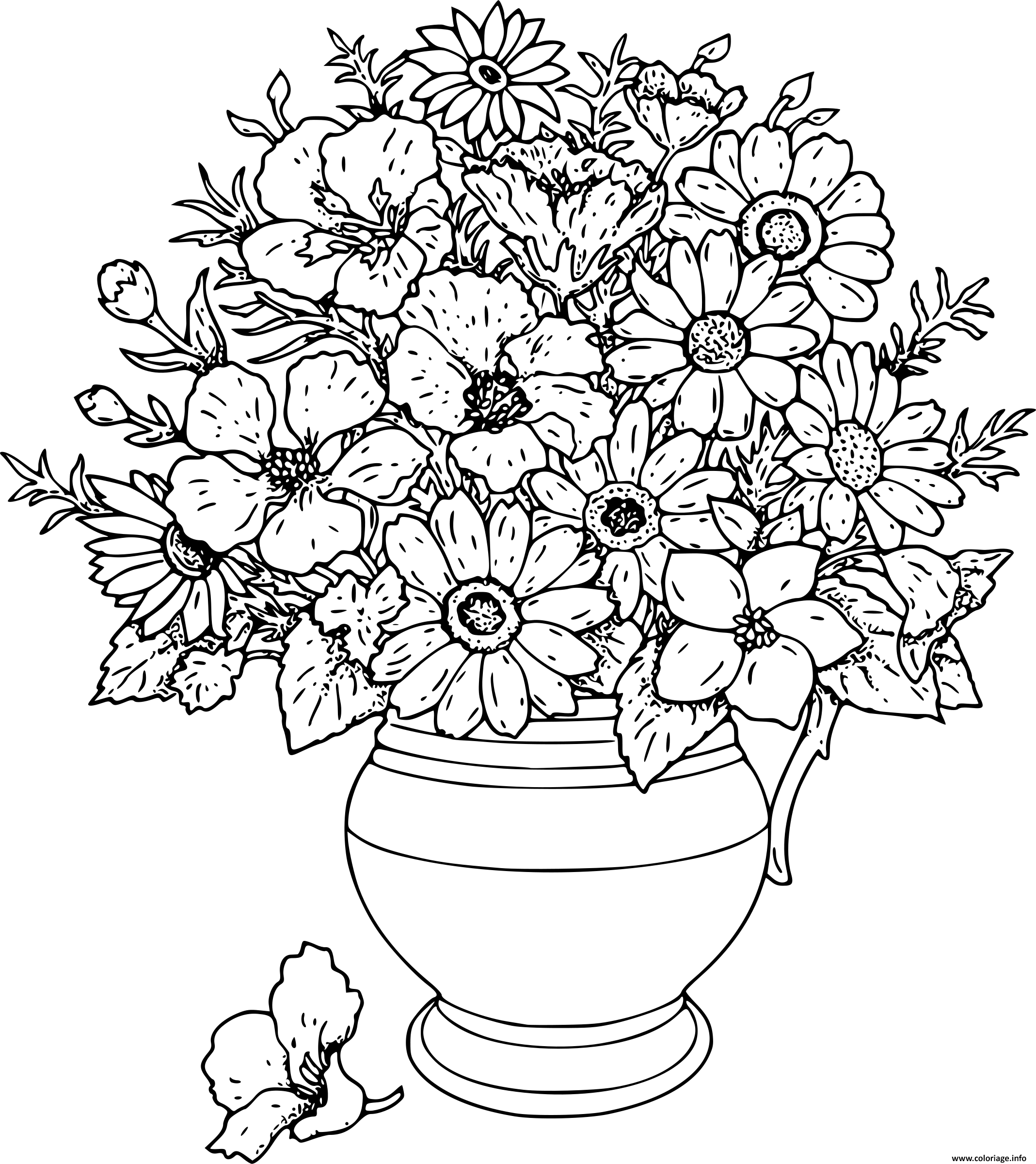 Dessin bouquet de fleurs adulte Coloriage Gratuit   Imprimer