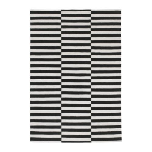 IKEA STOCKHOLM RAND Rug, flatwoven, black, off-white Length: 7 ' 10 " Width: 5 ' 7 "  Length: 240 cm Width: 170 cm  