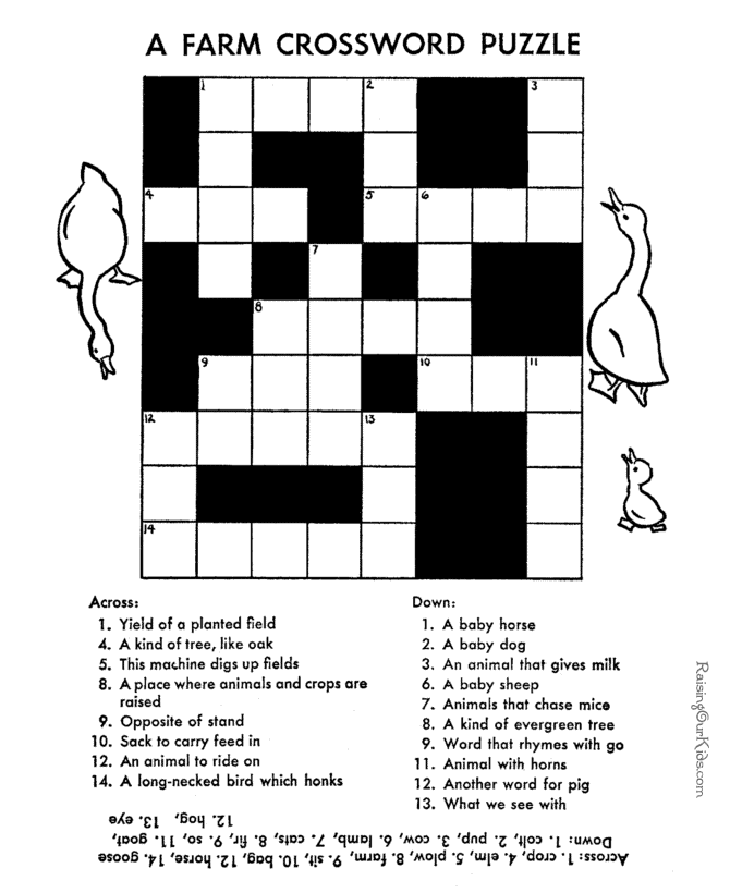 Free coloring pages of kids crosswords