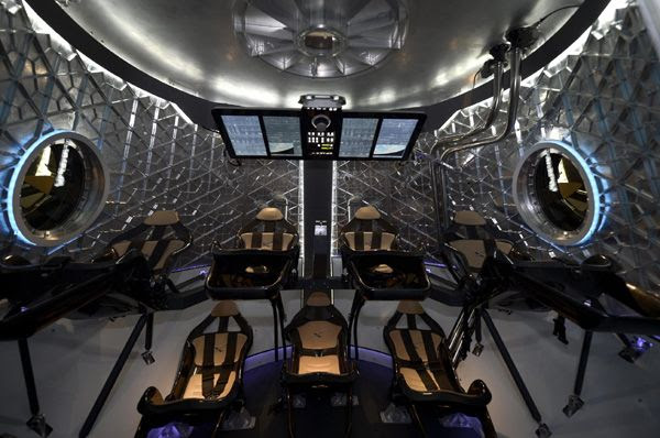A glimpse of Dragon V2's cabin during the capsule's unveiling at SpaceX Headquarters in Hawthorne, California...on May 29, 2014.