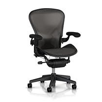 Hot Sale Aeron Chair by Herman Miller - Highly Adjustable Graphite Frame - with PostureFit - Carbon Classic (Large)