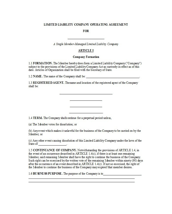 30 Professional LLC Operating Agreement Templates ᐅ Template Lab