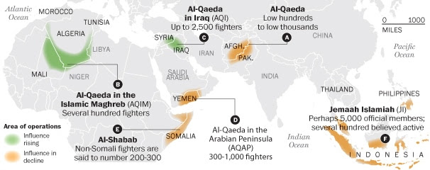 Al-Qaeda’s world: A fascinating map of the group’s  