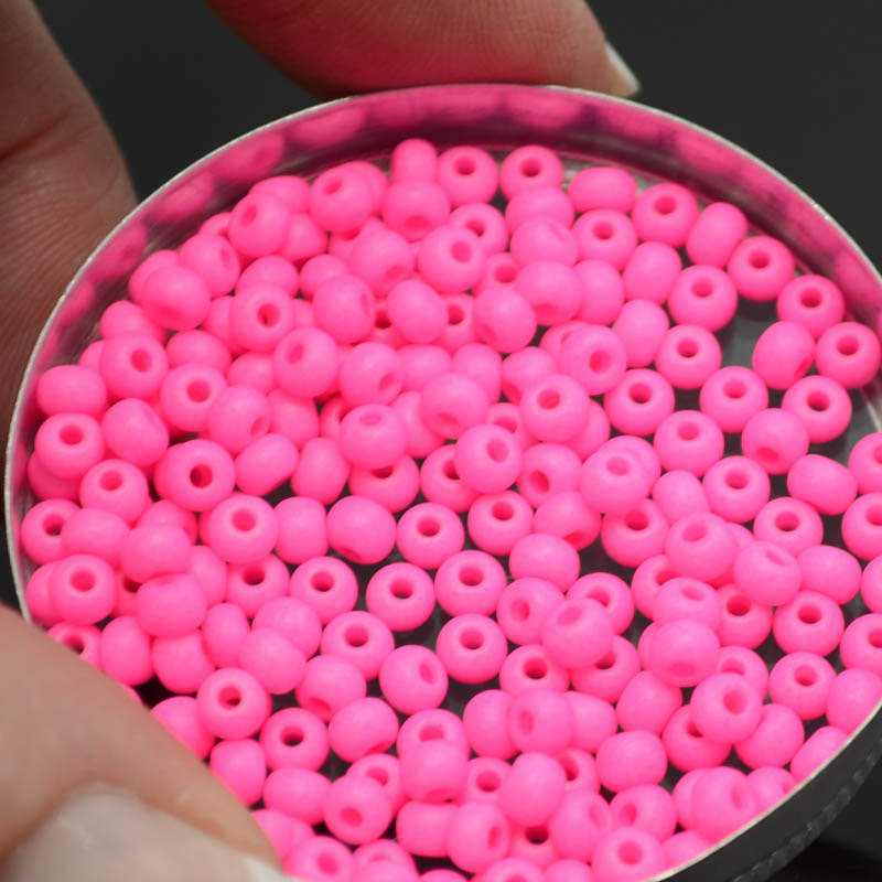 65443101 Czech Seedbeads - 6/0 Seedbead - Opaque Matte Neon Pink (20 grams)