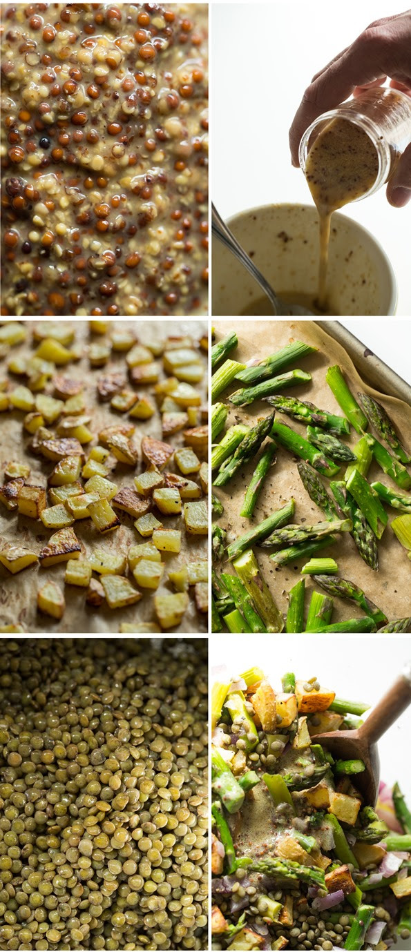 springlentilsaladvegan Roasted Potato and Asparagus Lentil Salad with Tangy Mustard Lemon Dressing