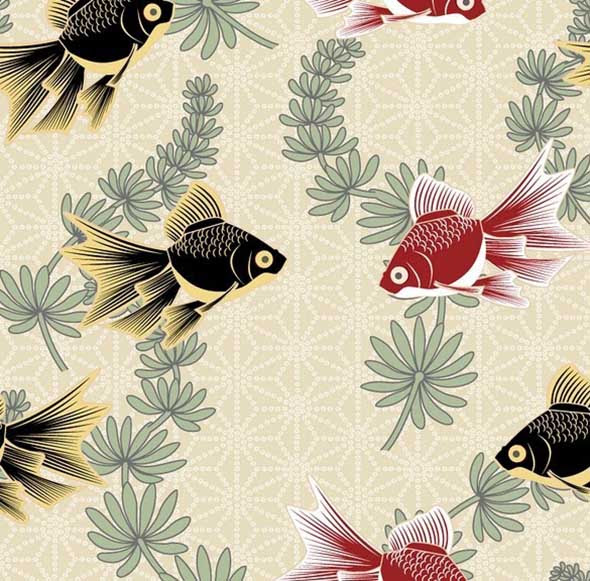 16 Classic Goldfish and Aquatic Plants Illustration Vector