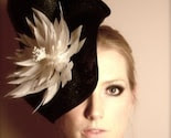 Gorgeous and striking black and white headpiece/hat