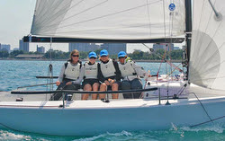 J/70 women's team sailing Chicago