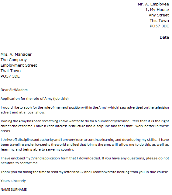 Army Job Cover Letter Example Icover Org Uk Icover Org Uk