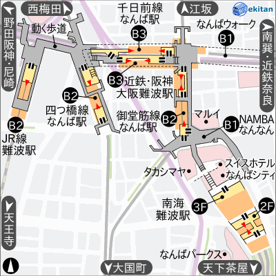 難波駅 南海 の構内図 改札情報 駅探