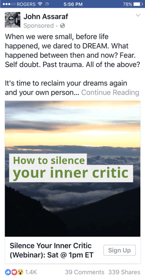 John Assaraf Facebook video