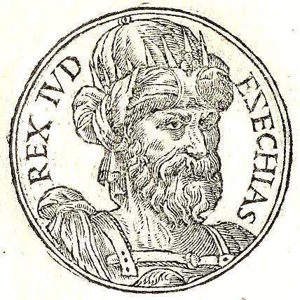 Retrato de Ezequías, decimotercer rey del reino independiente de Judá e hijo del Rey Acaz y de Abiyah.