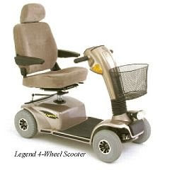Legend 4-Wheel Scooter w/35 AH Batteries & Charger + Flat Free Tires - Color Champagne - Gray Vinyl Seat Coverings