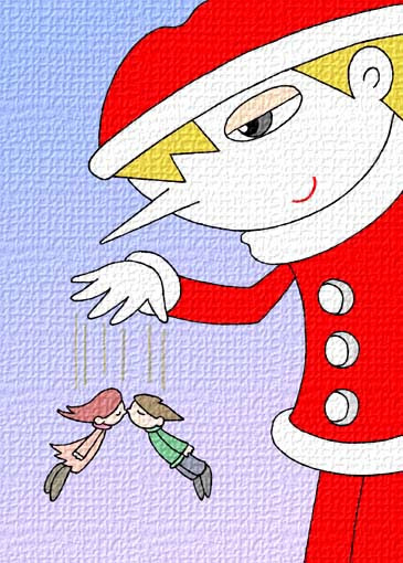 クリスマスイラスト無料素材 恋人 パペット マリオネット 操り人形 サンタクロース クリスマスイヴ