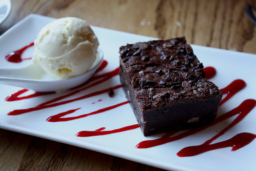 Double Chocolate Brownie and Vanilla Ice Cream