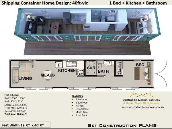 40 Foot Shipping Container Home Plan 40ft VIC HOUSE PLANS 