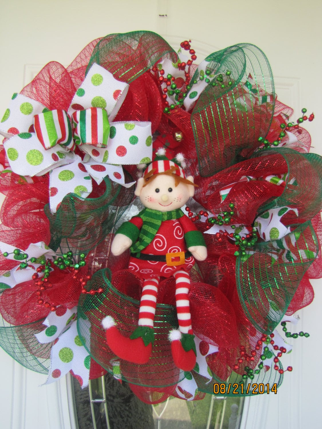 Elf Christmas Wreath -Deco mesh Christmas wreath-Santa's Helper Wreath
