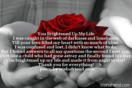 You Brightened Up My Life, Thank You Poem
