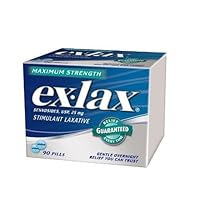 Ex-Lax Stimulant Laxative, Maximum Strength, 25 mg, 90-Count Boxes (Pack of 2)