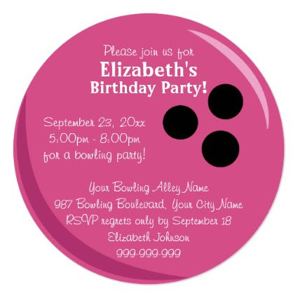 Bowling Ball Pink Birthday Party Personalized Invitation
