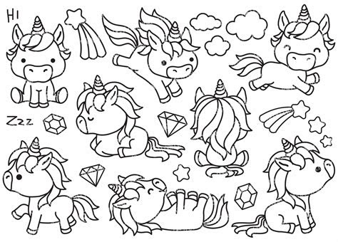 Our printable unicorn coloring sheets are the best unicorn coloring pages. premium vector clipart kawaii unicorns outlines cute etsy unicorn
