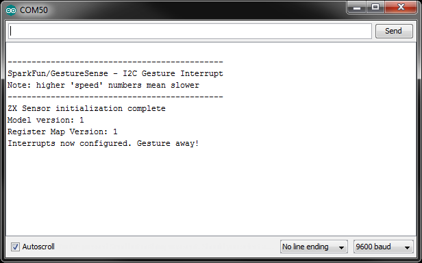 ZX Sensor Gesture initialization