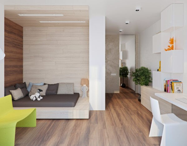 As with any modern family home, there is always a desire to keep the children's rooms age appropriate while still having them flow and match with the rest of the home's decor. Both children's rooms in this home manage to do that. While pops of color are allowed to peek out, the tone of both rooms stays largely cool and neutral.