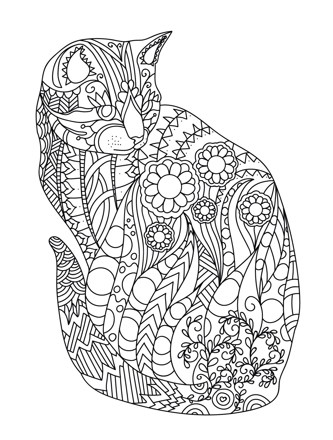 Download Cat Coloring Pages For Adults at GetDrawings | Free download