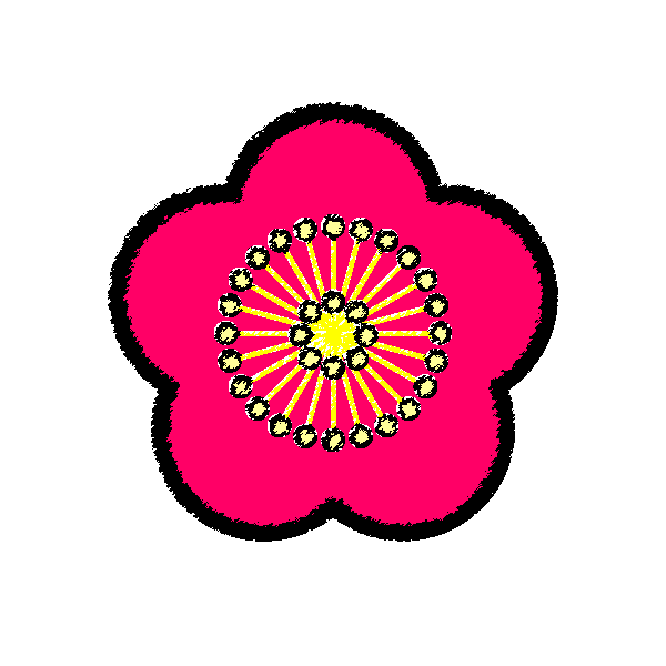 手書き風でかわいい梅の花の無料イラスト 商用フリー オイデ43