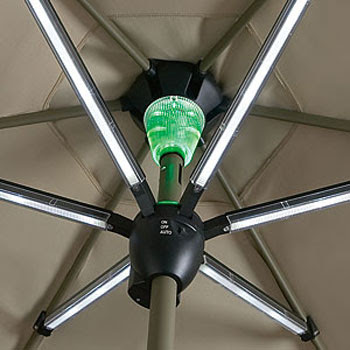 Solar Powered Patio Umbrella - Shade by Day and Light at ...