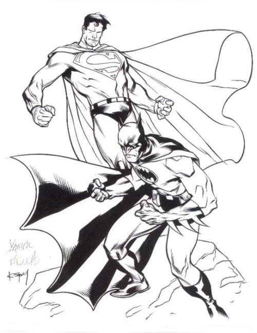 batman and superman coloring - Clip Art Library