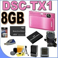 Sony Cyber-shot DSC-TX1/P 10MP 'Exmor R' CMOS Digital Camera w/4x Optical Zoom 8GB BigVALUEInc Accessory Saver NPBD1 Battery/Rapid Charger Bundle