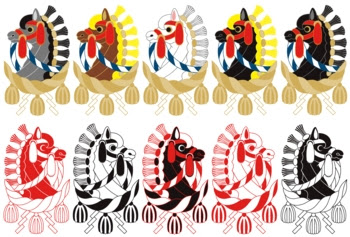 2014年午年年賀状用イラスト素材(飾り馬と注連縄)デジタル10点セット
