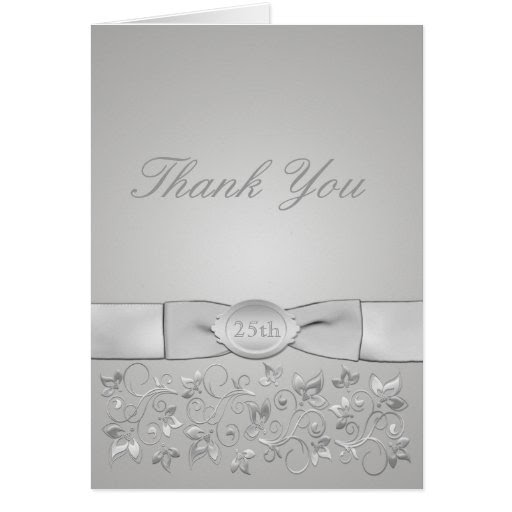 Silver Wedding  Anniversary  Thank  You  Card Zazzle