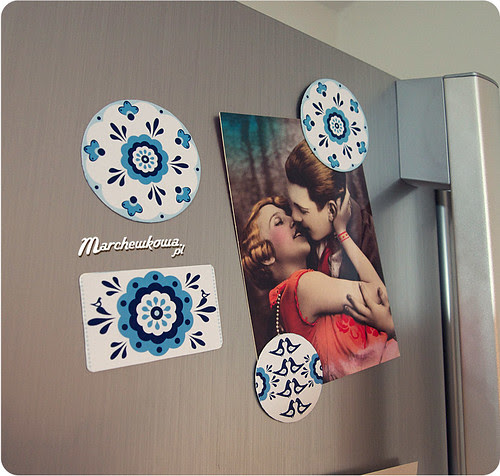 magnesy na lodówkę, porcelanowy wzór, DIY,