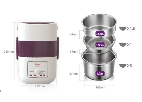 Hộp nấu và hâm nóng cơm lồng Inox 3 tầng Magic Korea